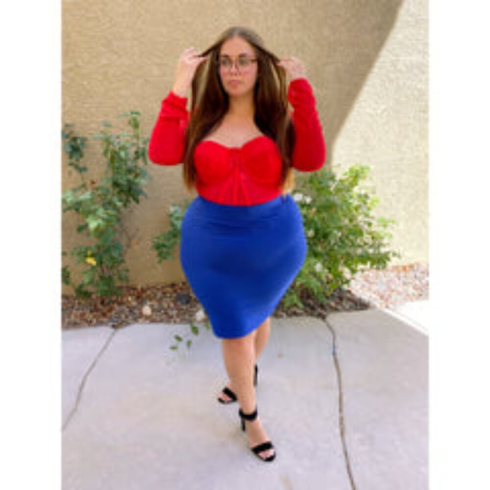 Red Mesh Corset Plus Size Top